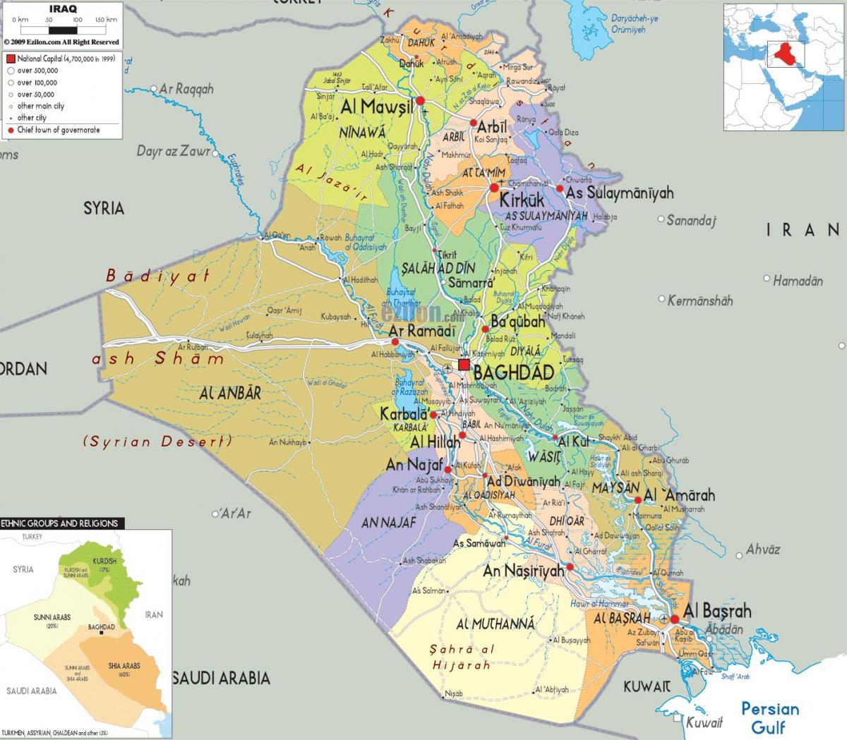 Irák měst mapě