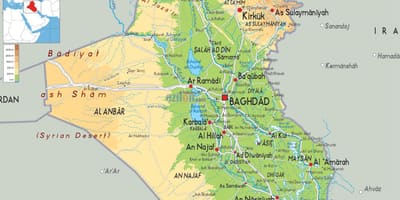 Mapa Iráku geografie