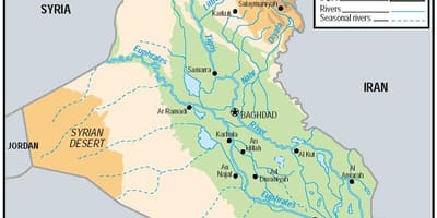 Mapa Iráku nadmořská výška